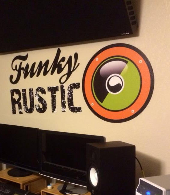 Funky Rustic studio wall and logo
