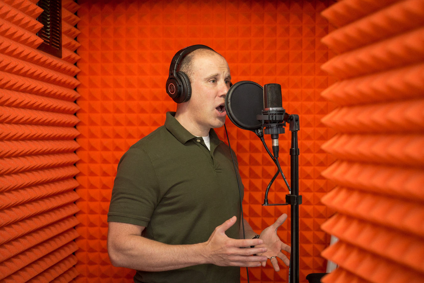 Alex Brandon in a vocal recording session